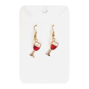 Gold and Red Wine Glass Earrings